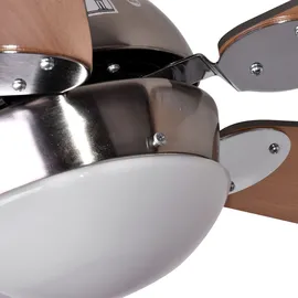 GLOBO Lighting - LED Deckenventilator mit Beleuchtung Deckenventilator mit Zugschalter, Sommer Winter, Flügel wendbar braun graphit 3 Stufen, 1x E14