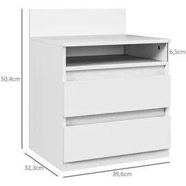 Homcom Nachttisch Weiß, Holzwerkstoff, 39.6x50.4x32.3 cm, Schlafzimmer, Nachttische