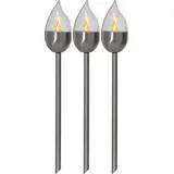 Star Trading LED Solar Fackel Olympus 3er Set silber