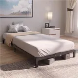 Famanu Bett 100x200 mit Metall-Lattenrost - Seniorenbett 100x200 für Einzelmatratze, Höhe 25 cm - robust, einfache Montage, viel Stauraum - schwa... - Schwarz