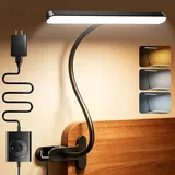 Glocusent 7W Horizontal Leselampe Bett, 57 LED Klemmlampe mit 3 Farben & 5
