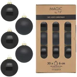 Holly & Jolly Christbaumkugeln Weihnachtskugeln Glas Ø 6 cm 30 Stück ebony black