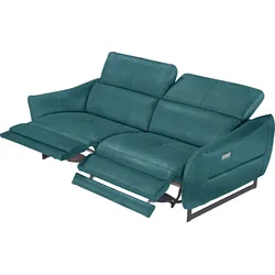 2,5-Sitzer EGOITALIANO "Dafne", blau (teal), B:208cm H:97cm T:108cm, Sofas, mit und ohne elektrischer Relaxfunktion, Kopfteile manuell verstellbar