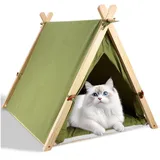 BlingBin Tierbett Tipi Zelt für Haustiere mit Kissen Haustierzelt für Hunde/Katzen, Stoff, Hundematte Haustierhütte Haustier für Kaninchen Hamster Kätzchen grün