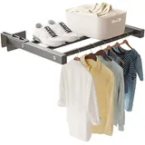 Inscrip Wäscheständer, Ausziehbare Wäscheleine, Balkon Einhänge Handtuchhalter, Wäscheständer mit verstellbaren Teleskoparmen, 3-Stangen-Wäscheständer,Geeignet Für Geländer Von 1–11cm (Kleine A)