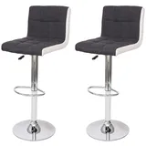Mendler 2er-Set Barhocker höhenverstellbar rund 2 x Stoff/Textil Dunkelgrau + Kunstleder Weiß