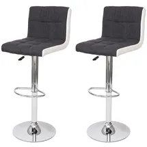 Mendler 2er-Set Barhocker höhenverstellbar rund 2 x Stoff/Textil Dunkelgrau + Kunstleder Weiß