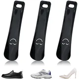 GZDAOXIA 3 Stück schuhlöffel,schuhanzieher klein,Schwarze Schuhlöffel,Mini Schuhlöffel,15cm Kleiner Schuhlöffel,Schuhanzieher Plastik mit Wandhalterung,für alle Schuhe