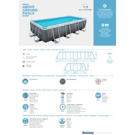 BESTWAY Power Steel Frame Pool Set 488 x 244 x 122 cm inkl. Filterpumpe grau Rattanoptik