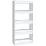 vidaXL Bücherregal/Raumteiler Hochglanz-Weiß 60x30x135cm Holzwerkstoff