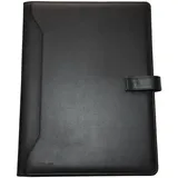 Monolith 2000002900 - Schreibmappe Din A4, Lederoptik, schwarz, Dokumentenfächer, Druckknopfverschluss