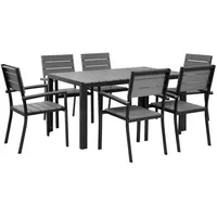Beliani Gartenmöbel Set Kunstholz Grau Schwarz 6-Sitzer Como