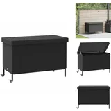 Gartentruhe Mit Rollen Schwarz 110x55x73 Cm Poly Rattan - Gartentruhe - Gartentruhen - Garten Auflagenbox - Auflagenbox
