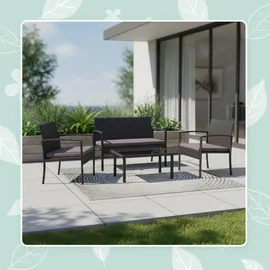 Relaxdays Gartenmöbel Set 4-tlg. Schwarz