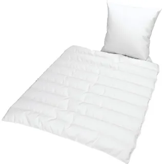 Jekatex 2-teiliges Microfaser Bettenset JEKATEX - 135x200 cm Kissen 40x80 cm Ganzjahres Bettdecke und Kopfkissen weiß
