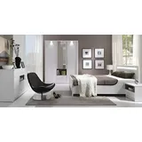 Xlmoebel Schlafzimmer-Set Vollständiges Schlafzimmer-Set mit Schrank, Bett und LED-Beleuchtung, (4-tlg., KOMPLETT SCHLAFZIMMER SET SCHRANK BETT KOMMODE NEW YORK), Hergestellt in Europa weiß