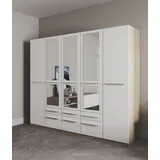 Priess Kleiderschrank PRIESS "Schrank Garderobe Wäscheschrank Barcelona in 5 Breiten", weiß (struktureichefarben hell, weiß), B:230cm H:193cm T:54cm, Holzwerkstoff, Schränke, Kleiderschrank, viel Stauraum, geräumige Schubkästen, mit Spiegel, MADE IN GERMANY