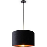Paco Home Pendelleuchte »Hugo uni Color«, Wohnzimmer Lampenschirm Velours Unifarben E27 Kabel 1,5m, schwarz