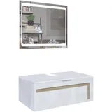 Vladon Waschbeckenunterschrank Aloha 96 x 36 x 51 cm Braun
