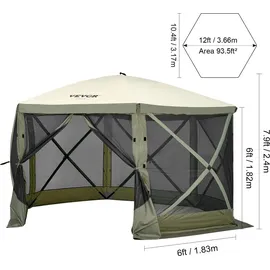 Vevor Pop-Up-Pavillonzelt 12 x 12 Fuß Armeegrün