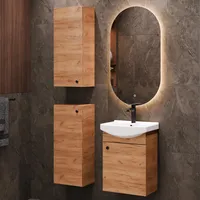 Planetmöbel Badmöbel Set Waschtisch 45 cm mit Badspiegel mit