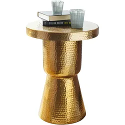 Orientalischer Dekotisch `Enns`: Aluminium, Hammerschlag-Strukturen, 43x59x43 cm. Gold, 43x43x59 cm | Kadima Design