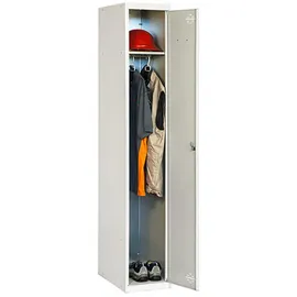Proregal Spind AMEGO 1 Abteil HxBxT 180x30x50cm | Abteilbreite 30cm | Durchgehend Feuerfeste Beschichtung Lichtgrau Metallspind Kleiderspind