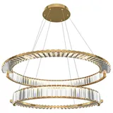 Licht-Erlebnisse LE115880 LED Pendelleuchte Maren 4000 K 6000 lm aus Metall Kristall (Kunststoff) in Gold Transparent Hängelampe