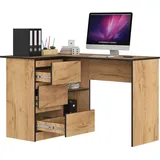 akord furniture factory AKORD B16 links Eiche Craft mit 3 Schubladen und 2 Ablagen B124 x H77 x T85 cm - Bronze