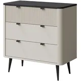 Compleo Kommode schmal, 90 cm breit, Sideboard mit 3 Schublade LILIA, Modern design beige
