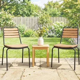 Outsunny Gartenstuhl 2er Set 47 x 61 x 81 cm beige wetterfest/stapelbar
