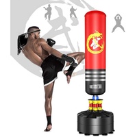 Dripex Standboxsack Freistehender Boxsack MMA Boxpartner Boxing Trainer, 360° Stoß/Geräuschdämpfung, Reißfest, schnelles Abprallen rot