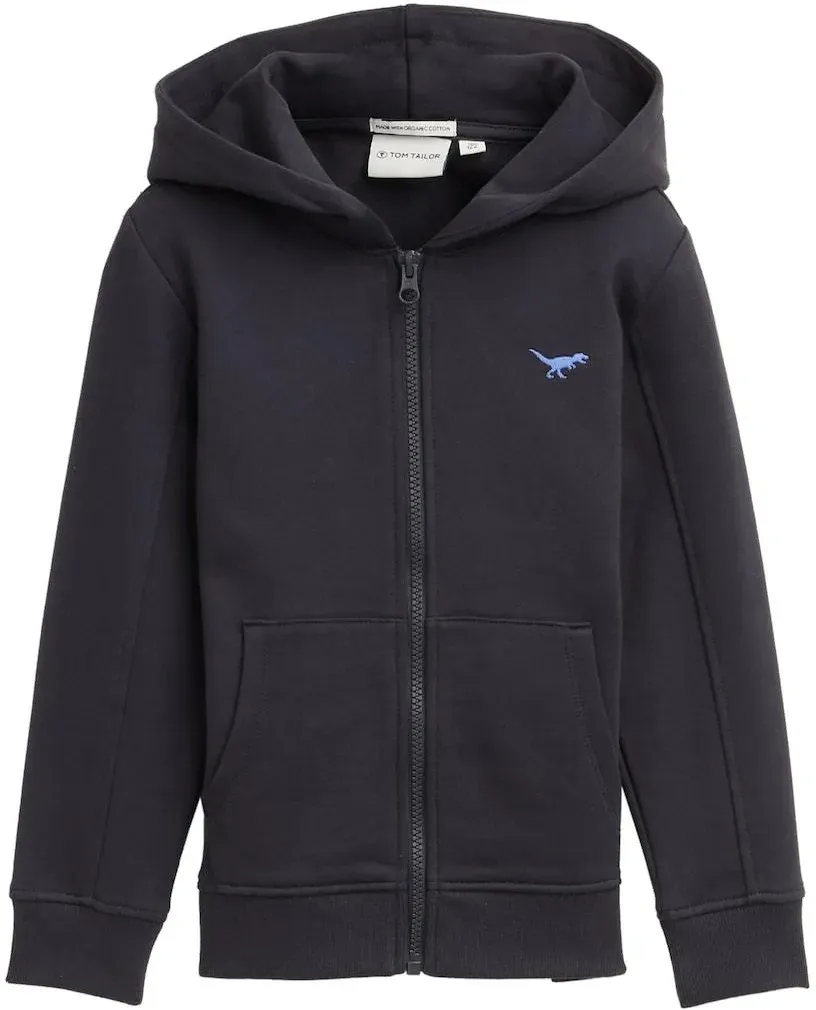 TOM TAILOR Jungen Hoodie Sweatjacke mit Stickerei, grau, Uni, Gr. 92/98