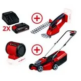 Einhell Akku-Rasentrimmer Einhell Akku-Rasenmäher + Akku-Gras- und Strauchschere + 2x 2,5 Ah Sta bunt