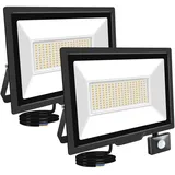 RIGIDON 2x 150W Aussenleuchte Bewegungsmelder Led Strahler, Außen Led Lampe, 15000LM 4000K Warmweiß Led Flutlicht Außenleuchte, Wasserdicht Außen-Leuchte Flutlicht Für Garten Garage Carport Hauswand