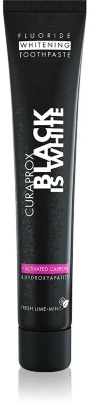 Curaprox Black is White bleichende Paste mit Aktivkohle und Hydroxylapatit Geschmack Fresh Lime-Mint 90 ml