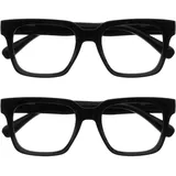 OPULIZE ERA Blaulichtfilter Lesebrille für Damen Herren - Entspiegelt & blendfrei - 2er-Pack UV400-Schutz - Großer rechteckiger Rahmen - Computerbrillen Gaming - Schwarz - +1,00