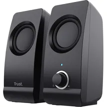 Trust Remo 2.0 PC Lautsprecher Boxen 16 W (8 W RMS), 3,5 mm Audioanschluss, Stromversorgung über USB, Kompaktes Soundsystem, Stereo Lautsprecherset für Computer, Laptop – Schwarz