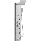 Vevor Duschpaneelsystem, 5 Duschmodi, Duschpaneelturm mit Digitalanzeige, Regenfall, 8 Massagedüsen, Wannenauslauf, Handbrause mit 3 Einstellungen, 59-Zoll-Schlauch, Wandduschset aus Edelstahl