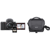 SONY Alpha ZV-E10L Kit + Tasche Speicherkarte Systemkamera mit Objektiv 16-50 mm, 7,5 cm Display Touchscreen, WLAN