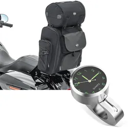 Set: Sissybar Tasche SXL mit Gepäckrolle + Lenkeruhr Analog Uhr