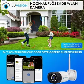 LuVision Dual WLAN Funk Video Überwachungssystem 10 Kanal Mini NVR 5MP Überwachungskamera Set Mikrofon Cloud 4 Kameras