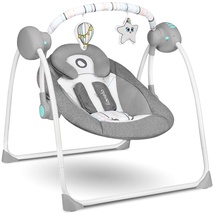 lionelo Ruben Baby Wippe, Babyschaukel Elektrisch mit Liegefunktion, Baby Schaukel 0 bis 9 kg, Moskitonetz, 5 Schaukelgeschwindigkeiten, Kuscheltierbügel