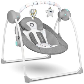 lionelo Ruben Baby Wippe, Babyschaukel Elektrisch mit Liegefunktion, Baby Schaukel 0 bis 9 kg, Moskitonetz, 5 Schaukelgeschwindigkeiten, Kuscheltierbügel