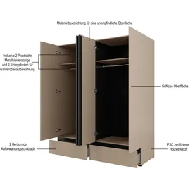 otto home Drehtürenschrank OTTO HOME "Cross, moderner griffloser Kleiderschrank", braun (congo), B:180cm H:210cm T:59,5cm, FSC-zertifizierter Holzwerkstoff, Melamin, Metall, Schränke, Drehtürenschrank, Wäscheschrank mit Schublade, Garderobe, Türen