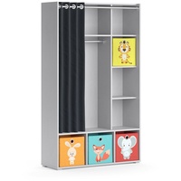 Vicco Kinderkleiderschrank Luigi, Hellgrau 105.8 x 178.1 cm Mit Faltboxen (bunt),