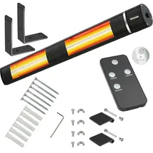 Tectake Infrarotheizstrahler Solaria Horizon 3000W, Aluminiumgehäuse - schwarz - Schwarz