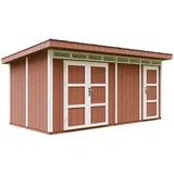 TIMBELA Gartenhaus 2,79 x 5,30 m Dunkelrot