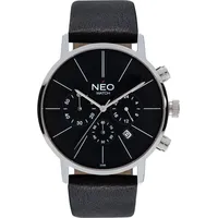 NEO watch Armbanduhr aus Edelstahl in Schwarz/Silber | Gr.: