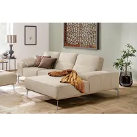 W.SCHILLIG Ecksofa run, Designsofa mit tollem Sitzkomfort, L-Form, mit elegantem Holzsockel, Füße in Chrom glänzend, Breite 279 cm beige